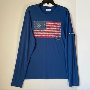 Columbia Men's Blue Long Sleeve American flan Shirt size L